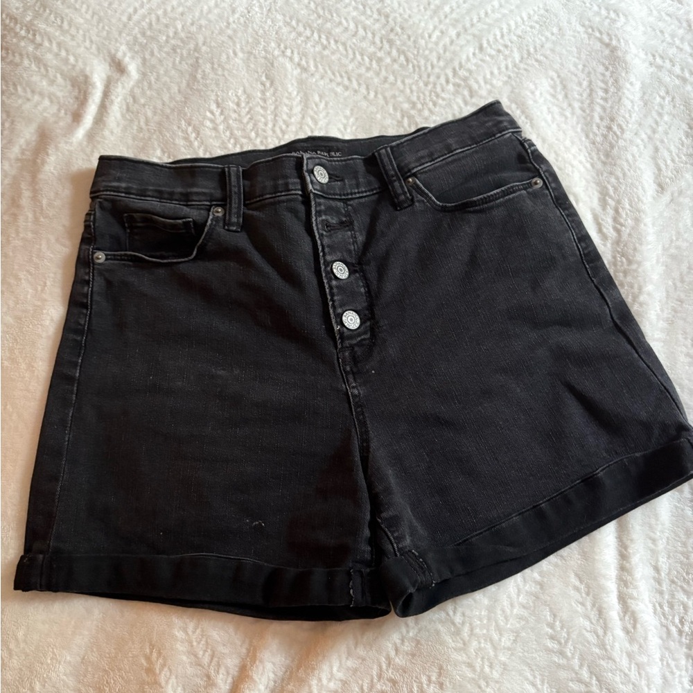 Banana Republic Women Button Fly Cotton Blend Black Size 29/8 High Rise - Picture 2 of 4